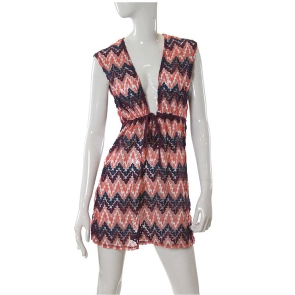 Miken | Swim | Miken Chevron Print Crochet Swimsuit Cover Up | Poshmark
